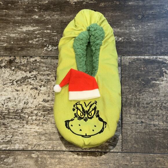 The Grinch Slipper Socks Large XL Christmas Fleece‎ Santa Hat BioWorld Cozy NWT - Picture 7 of 7
